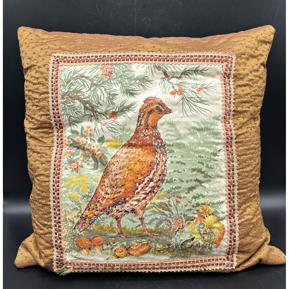 Decorative Pillow‎ Pheasant Quail Applique 16x16